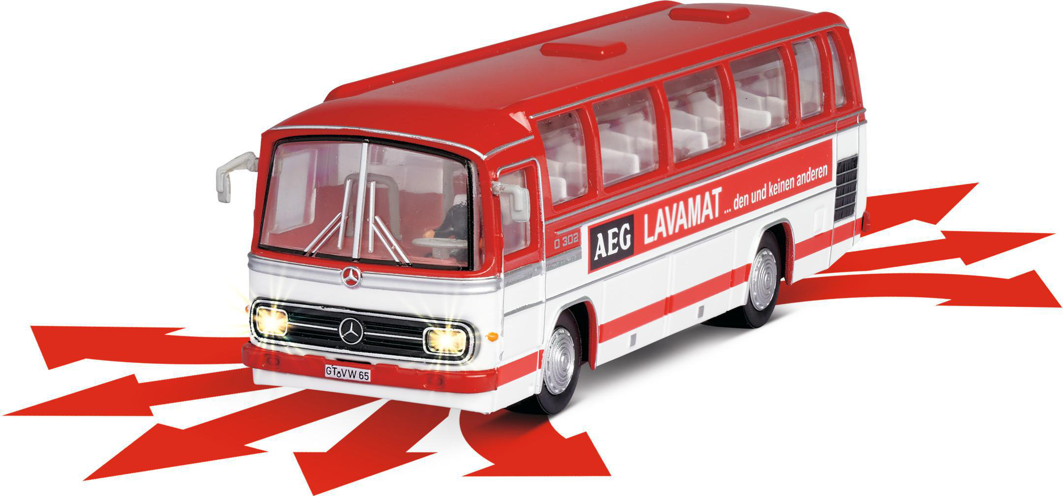 CARSON 1:87 MB Bus O 302 2.4GHz 100% RTR rot, ferngesteuertes Fahrzeug R/C Spielzeugauto, Rot