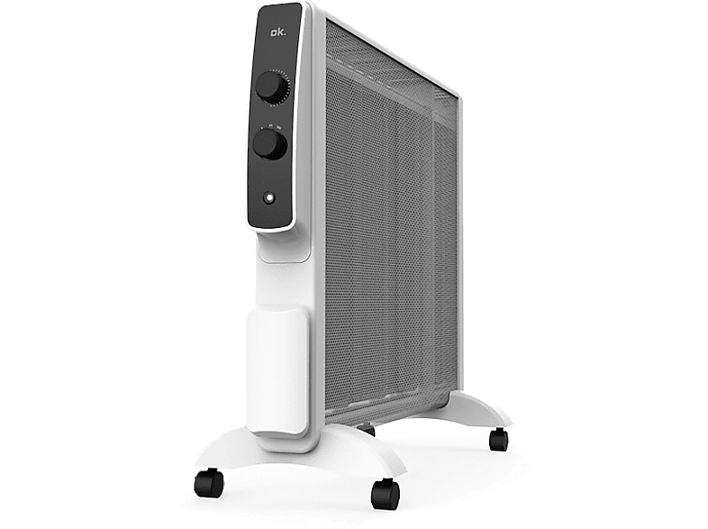 Radiador - ok. ORO 20221 ES, 2000 W, 2 potencias, Termostato, Ruedas incluidas, Recogecables, Blanco