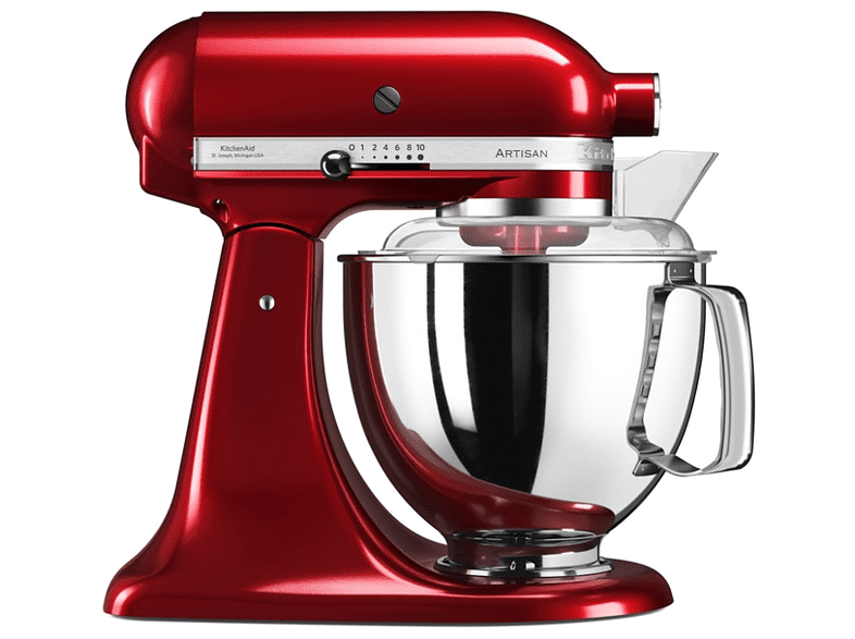 Robot de cocina - Kitchen Aid Artisan, 300 W, 4.8 L, Rojo