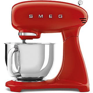 Robot amasador - Smeg SMF03RDEU, Amasador, 800W, 4.8l, 10 velocidades, 6 accesorios, Acero inoxidable, Rojo