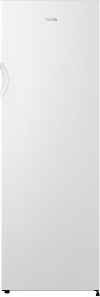 Een witte koelkast, eenvoudig ontwerp, verticaal.