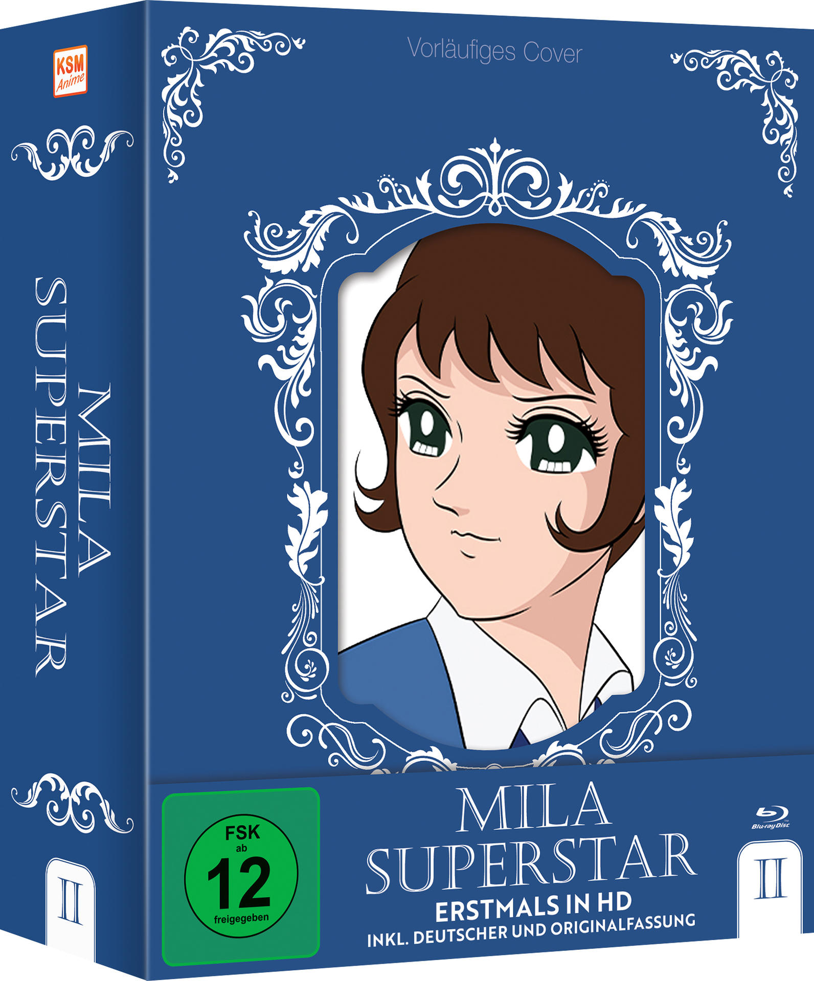 Blaue Box mit Anime-Kunstwerk einer Frau. Text: MILA SUPERSTAR. Die Box ist für eine DVD.