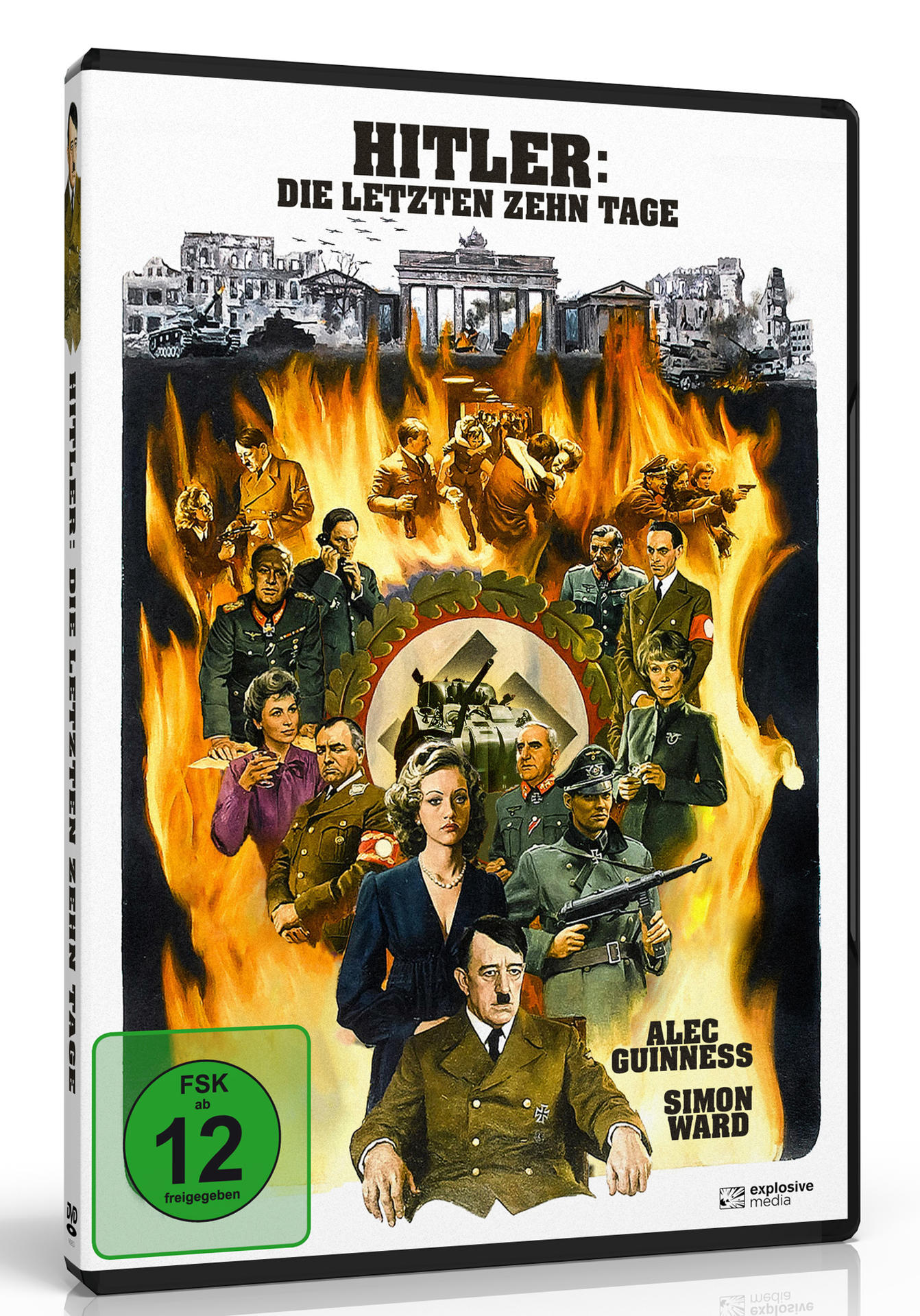 Filmcover von 'Hitler: Die letzten zehn Tage'. Zeigt Kriegsbilder und Filmstars.