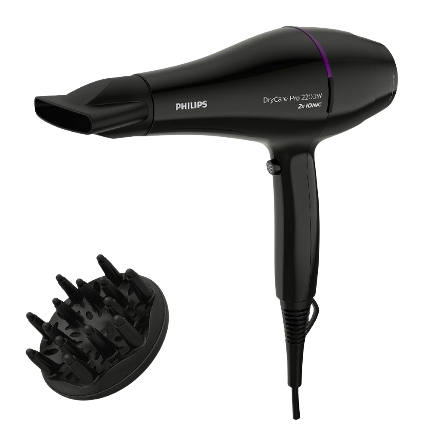 Secador - Philips BHD274/00 Pro DryCare, Ionizador, Thermoprotect, 2200W, 6 temperaturas y velocidades, Negro