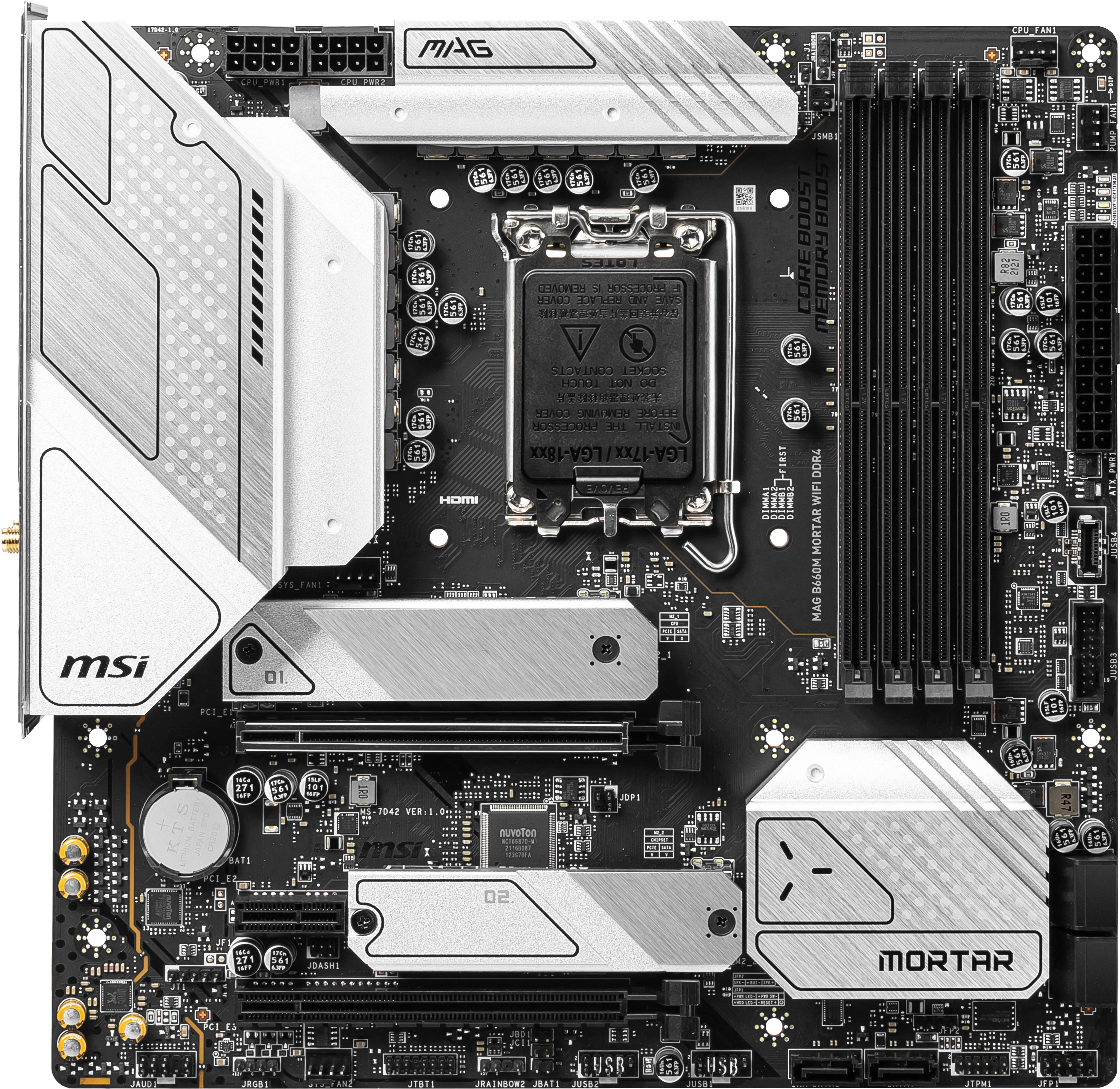 MSI MAG B660M MORTAR WIFI DDR4 (7D42-004R9) Mainboard Schwarz/Silber