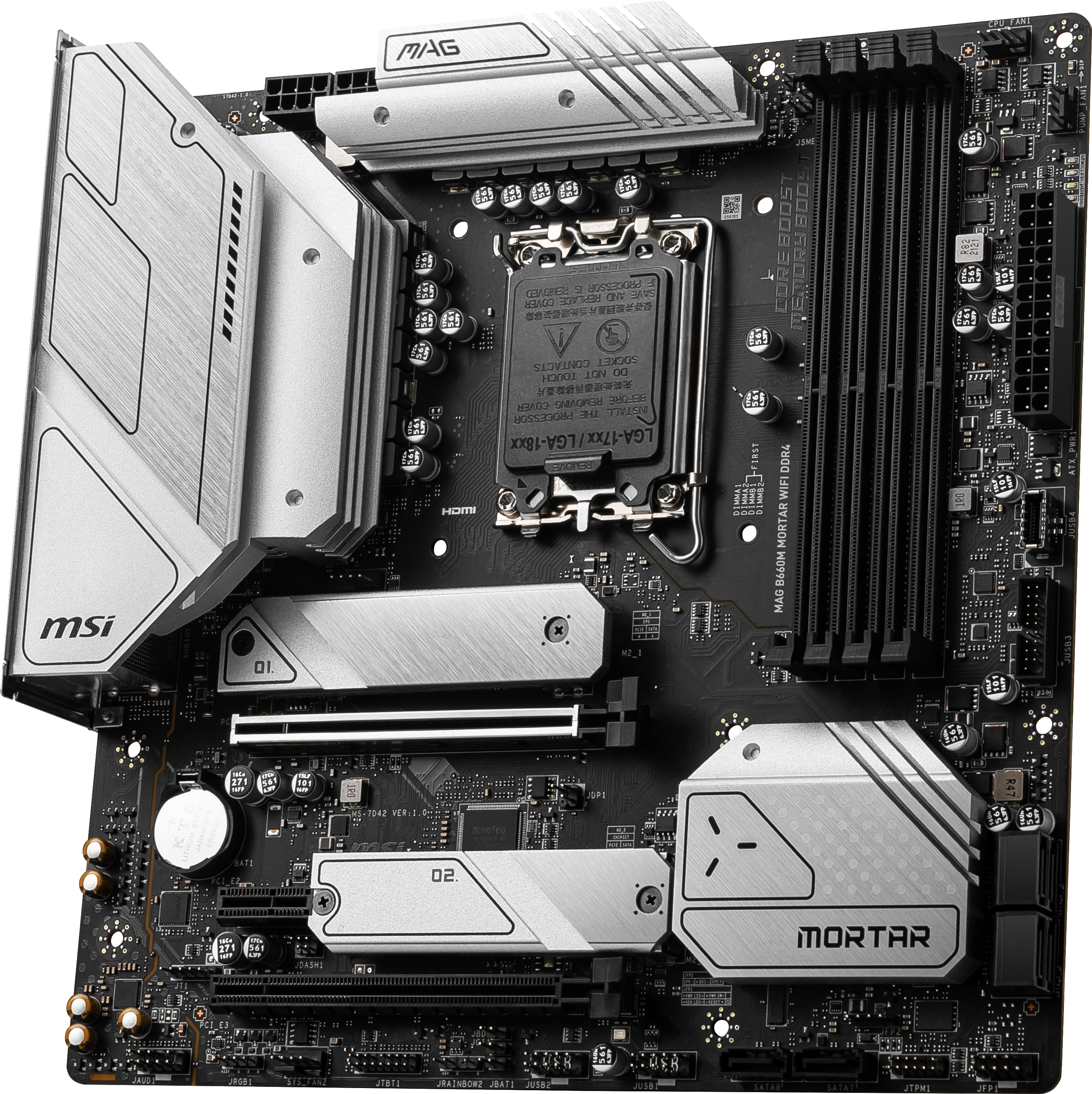 MSI MAG B660M MORTAR WIFI DDR4 (7D42-004R9) Mainboard Schwarz/Silber