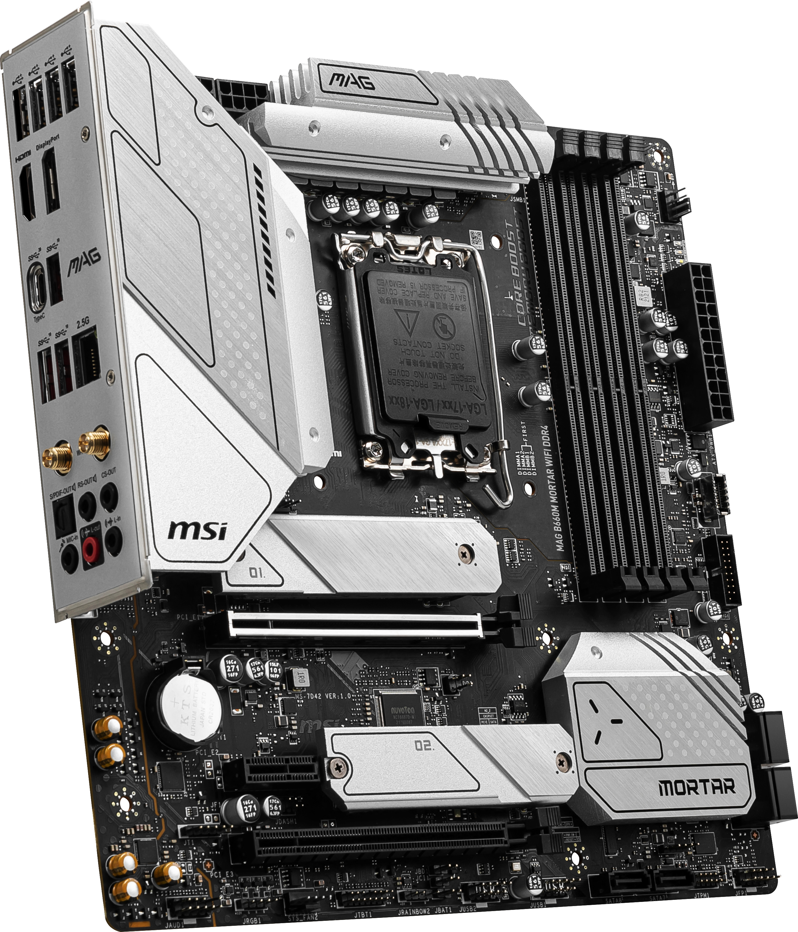 MSI MAG B660M MORTAR WIFI DDR4 (7D42-004R9) Mainboard Schwarz/Silber