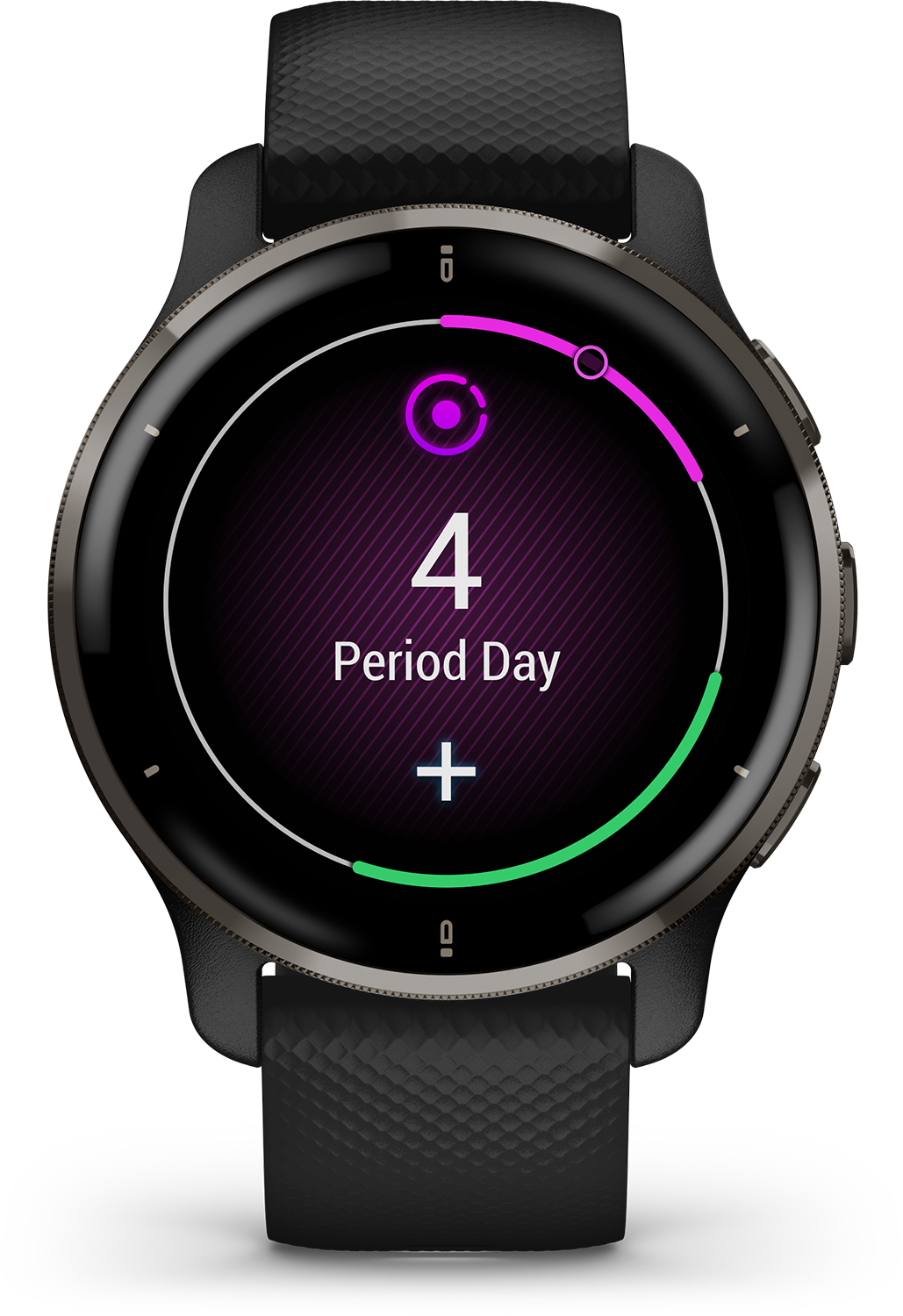 Garmin smartwatch die menstruatiedag 4 weergeeft.