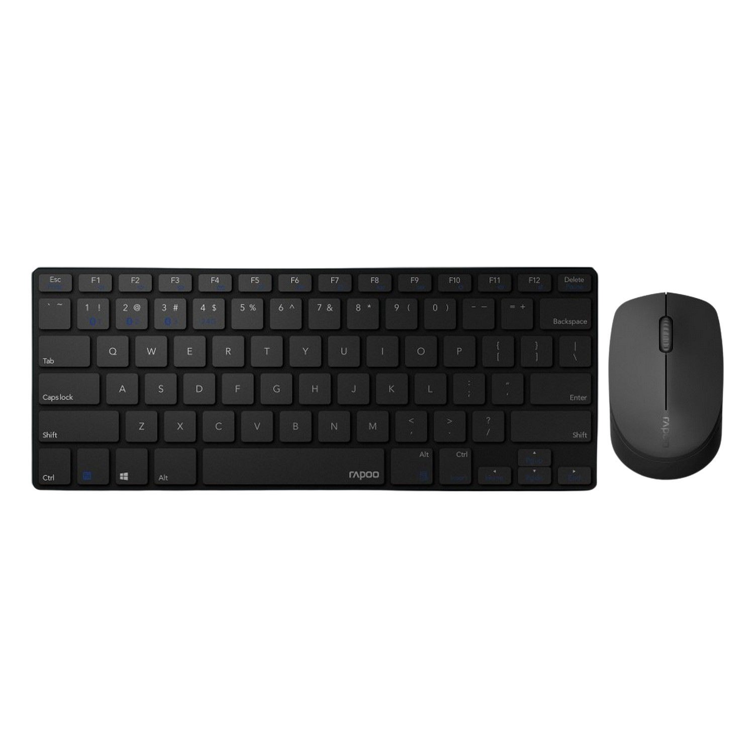 Pack Teclado + Ratón - Rapoo 9000M, Inalámbrico, Bluetooth, 1300 PPP, USB, Negro