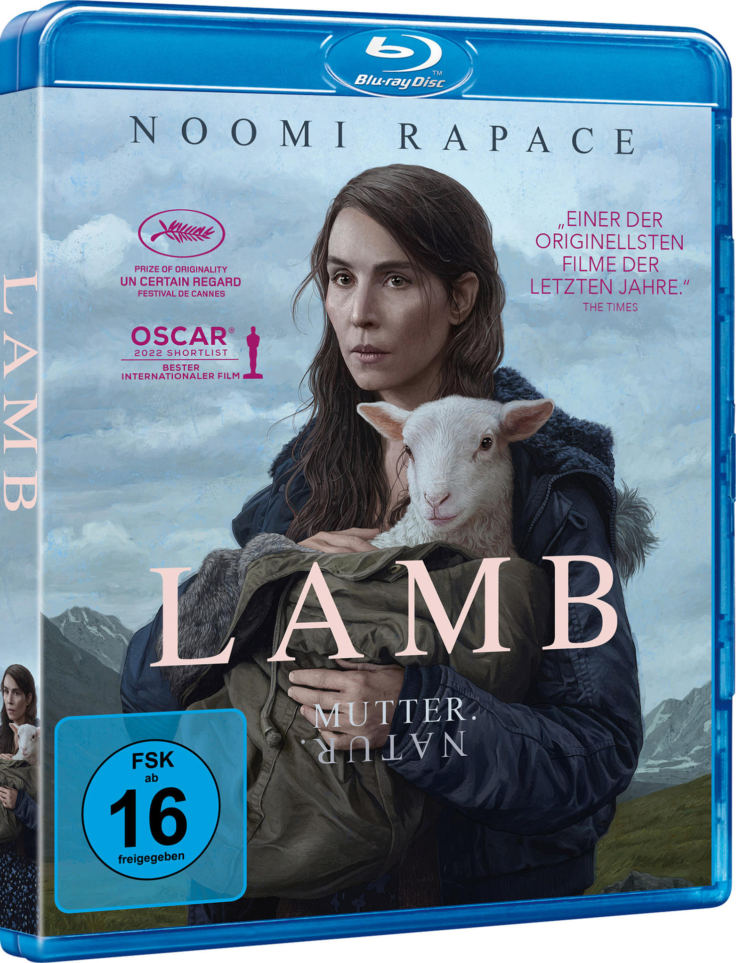 Filmcover mit Frau und Lamm, Text in mehreren Sprachen.