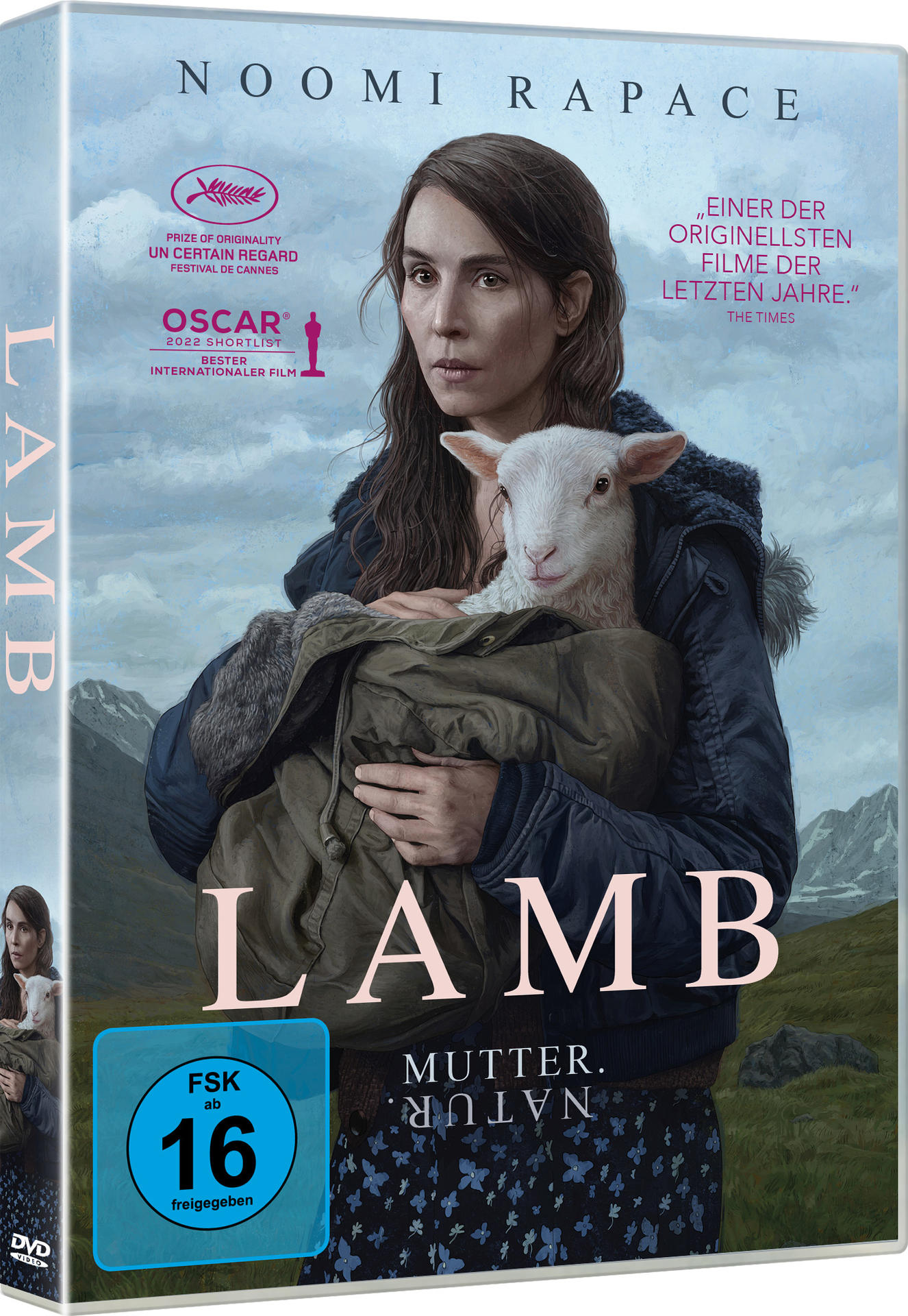 DVD-Cover des Films 'Lamb' mit einer Frau, die ein Lamm hält.