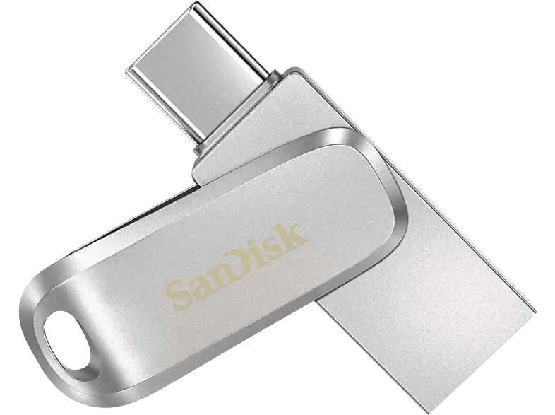SANDISK 256GB USB-Stick Ultra Dual Drive Luxe, USB-C/A 3.1 Gen1, R150, Metallgehäuse, Silber