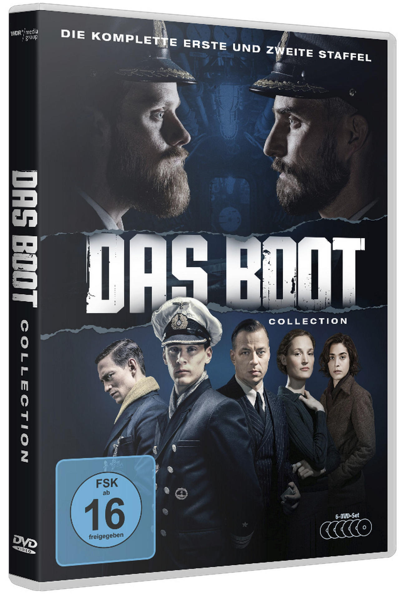 DVD-Hülle für den Film Das Boot. Zeigt mehrere Schauspieler und den Filmtitel. Dunkler Hintergrund.