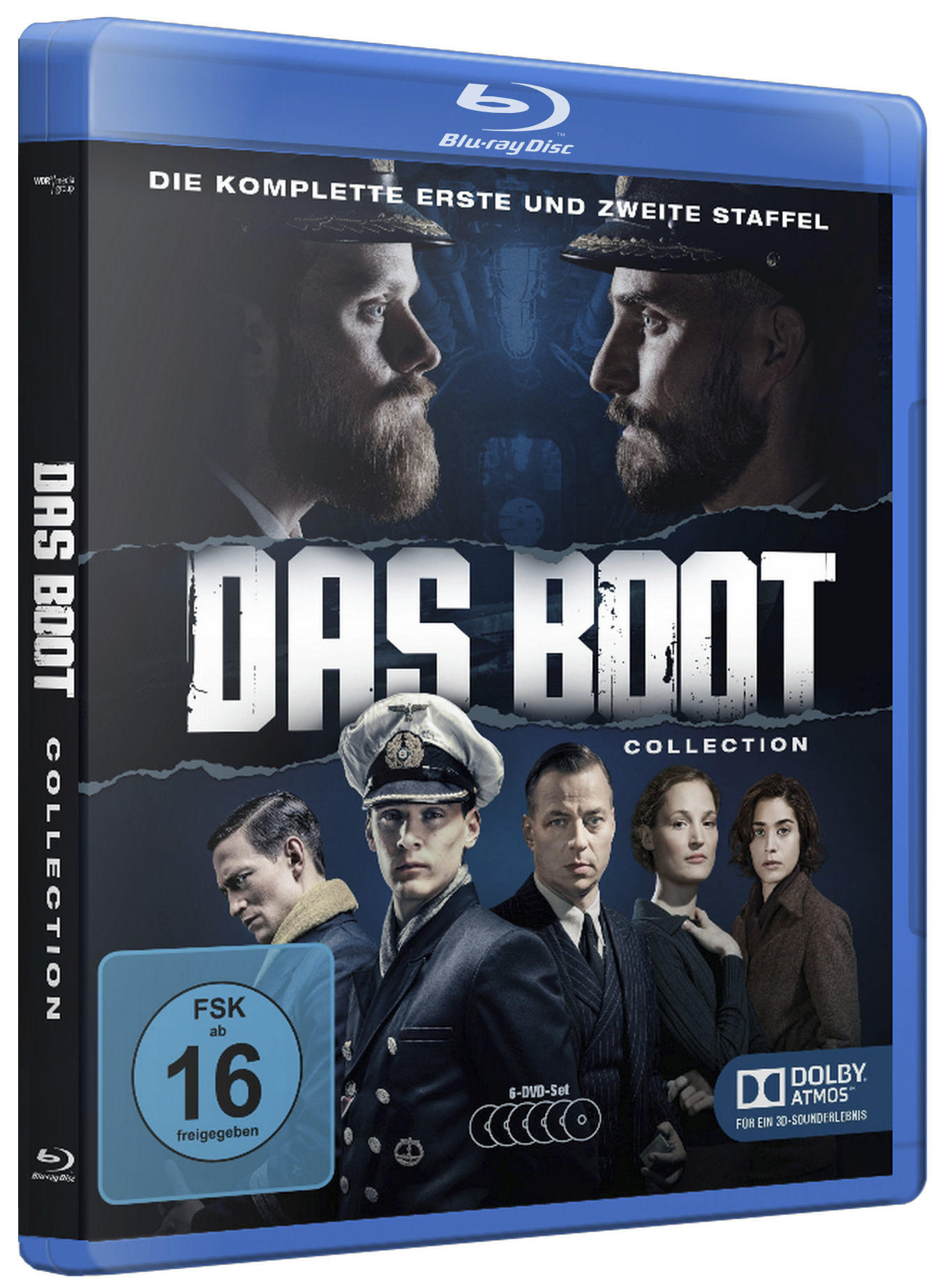 Blu-ray-Disc-Hülle mit Filmcover. Zeigt mehrere Personen und den Titel 'Das Boot'.
