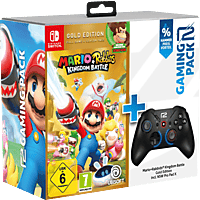 READY 2 GAMING Nintendo Switch Mario & Rabbids Kingdom Battle (Gold) + Pro Pad X Controller Schwarz für Nintendo Switch, PC, Android