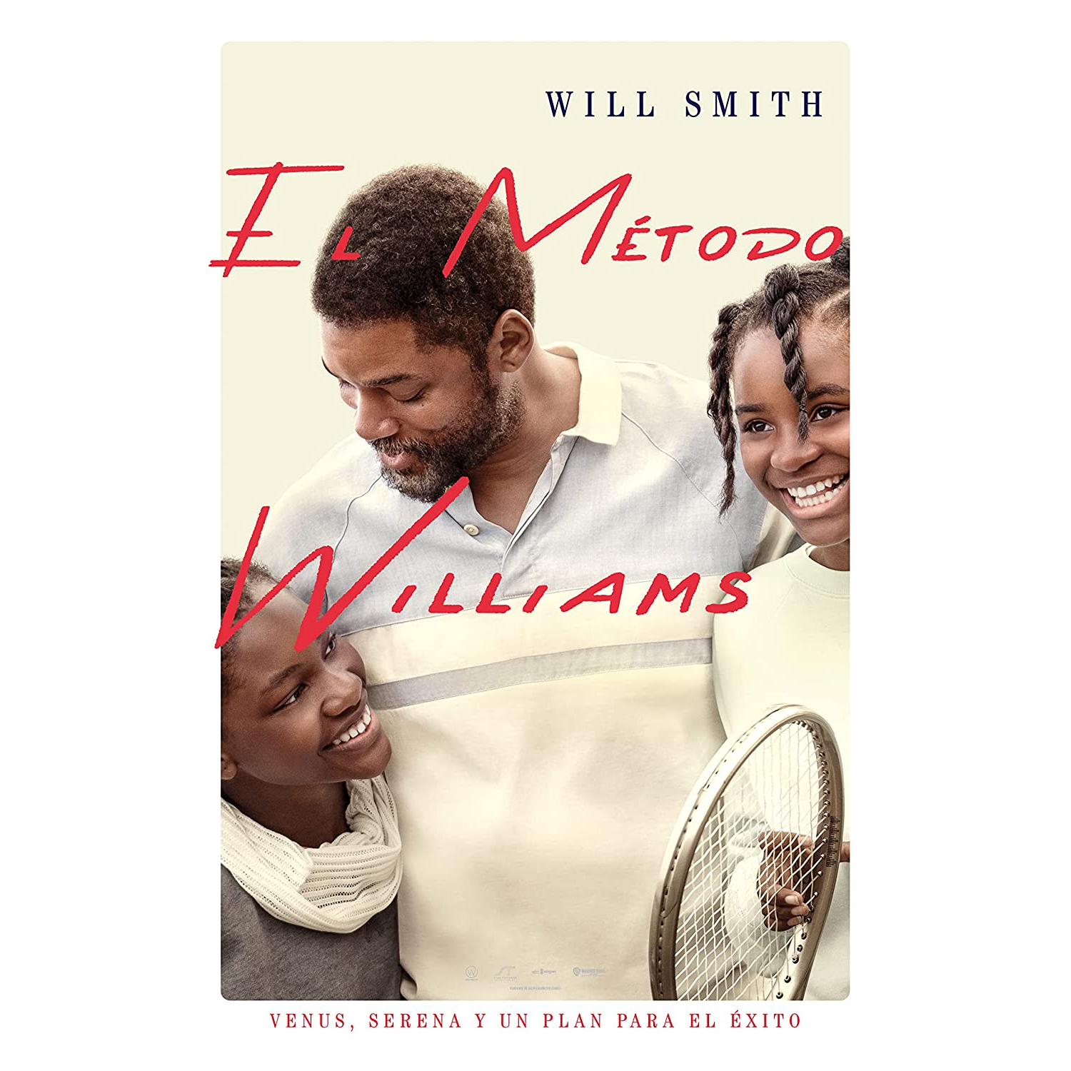 Cartel de película con Will Smith y dos chicas. Texto en español. Título: Williams y El Metodo.