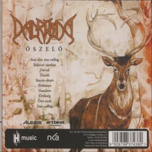 A Dalriada Oszelo című albumának borítója. Egy szarvas áll az erdőben, szöveggel. A borító barna.