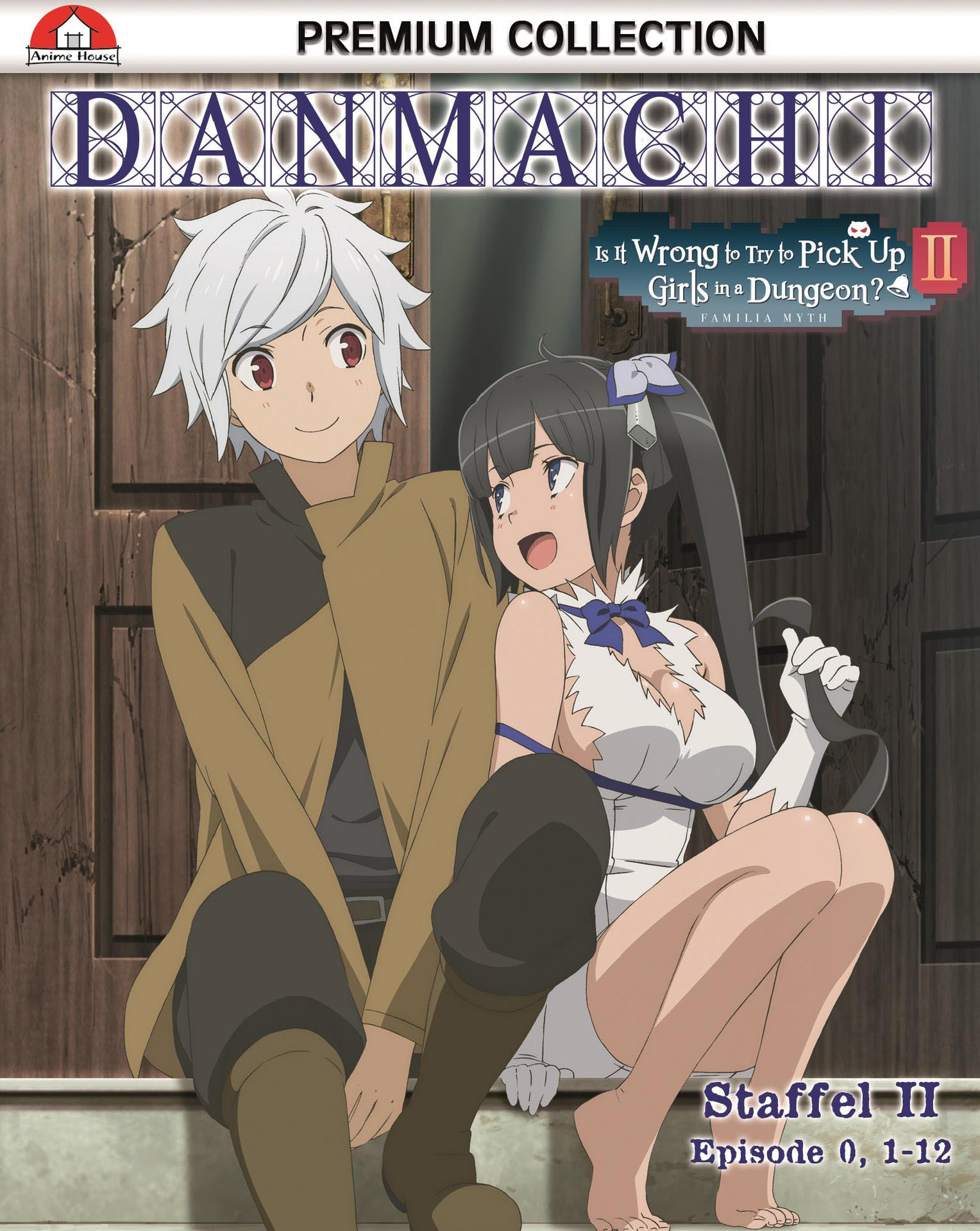 Anime-Cover: Ein Junge mit weißen Haaren und ein Mädchen mit schwarzen Haaren, beide lächeln vor Holztür.