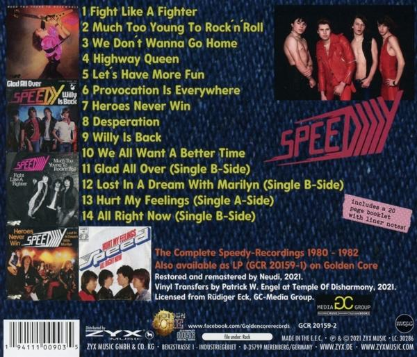 Rückseite der CD mit Songtiteln, Künstlernamen und einem Bandfoto.