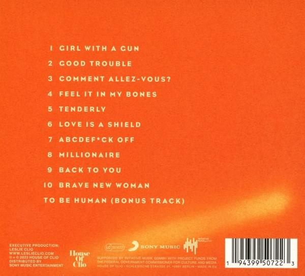 Albumcover mit Titelliste, orangefarbenem Hintergrund und Text. Enthält einen Barcode.