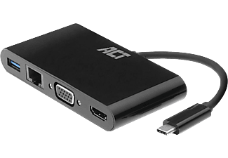 ACT AC7330 USB Type-C multiport adapter, HDMI (4K@30Hz), VGA , USB-A, Gigabit LAN