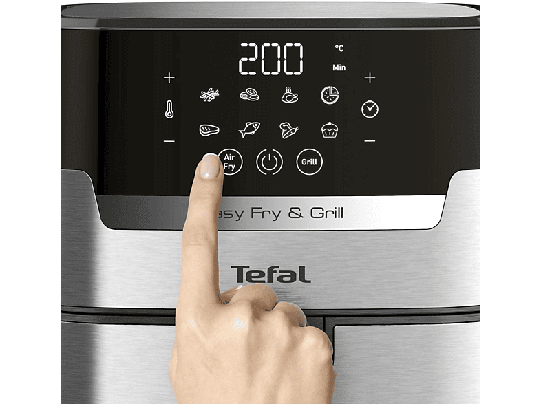 TEFAL EY505D Easy Fry & Grill Deluxe Heißluftfritteuse, 1400 Watt Edelstahl/Anthrazit