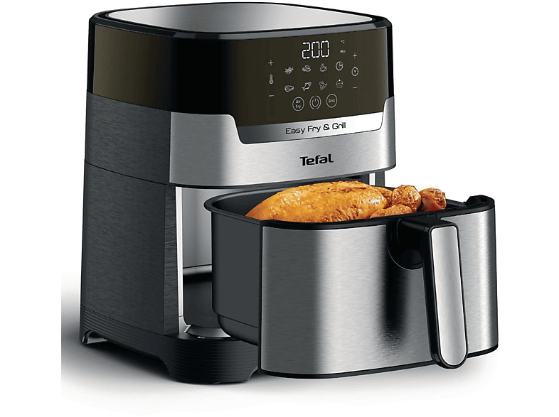 TEFAL EY505D Easy Fry & Grill Deluxe Heißluftfritteuse, 1400 Watt Edelstahl/Anthrazit