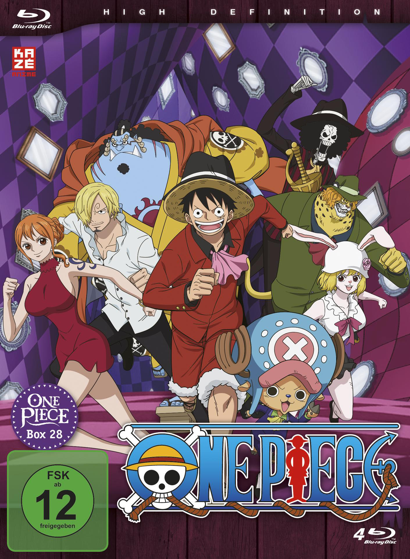 One Piece Box 28 DVD-Cover. Charaktere aus der Anime-Serie.