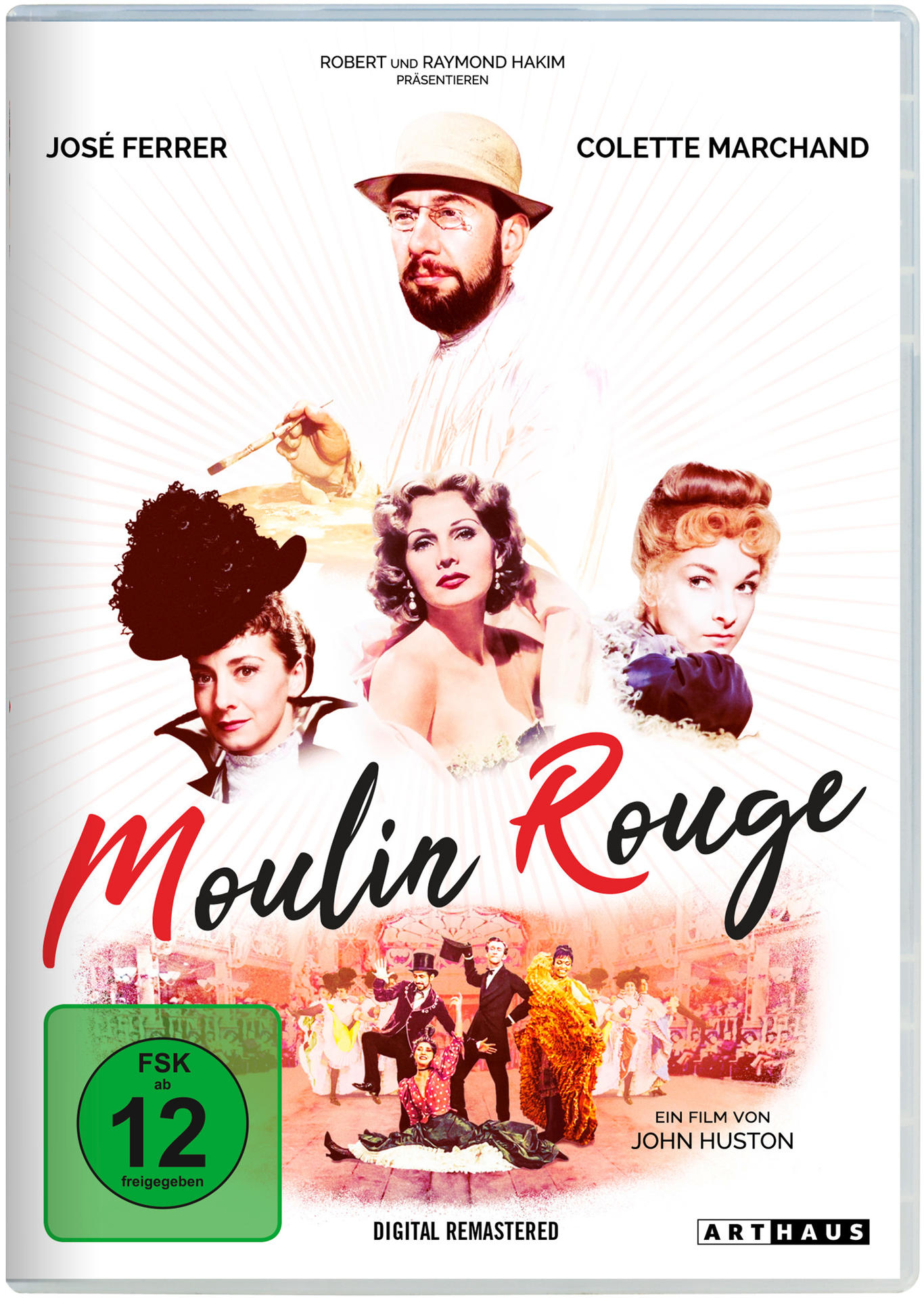 Moulin Rouge DVD-Cover mit Schauspielern und einer Szene aus dem Film.