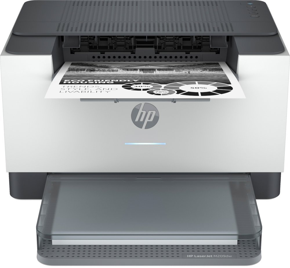 Imprimante HP imprimant un document avec des graphiques et du texte.