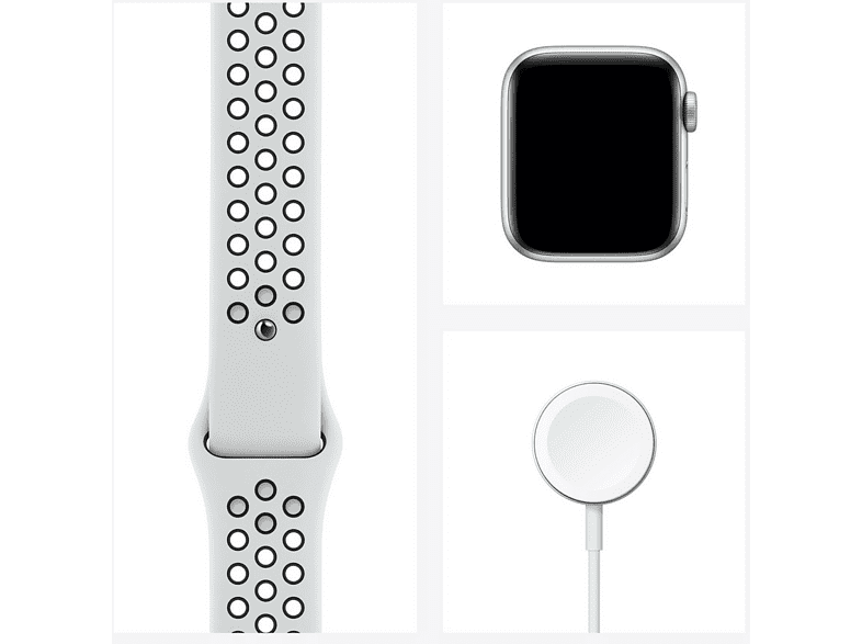 Apple Watch Nike SE, GPS, 40 mm, Caja de aluminio en plata, Correa Nike Sport platino puro/negro