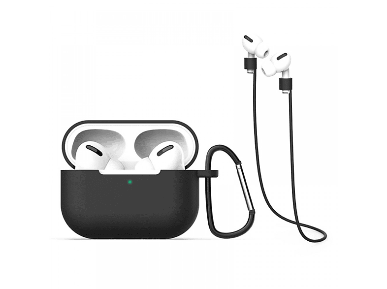 CELLECT Airpods Pro szilikon tok, akasztó, zsinór, fekete (AIRPODSP-3IN1CASE-BK)