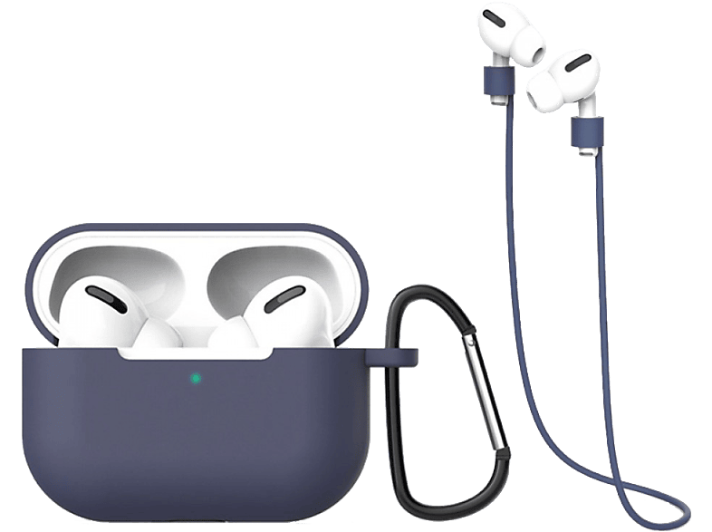 CELLECT Airpods Pro szilikon tok, akasztó, zsinór, kék (AIRPODSP-3IN1CASE-BL)