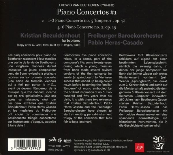 CD borító szöveggel. Cím: Piano Concertos #1. Művészek: Kristian Bezuidenhout, Freiburger Barockorchester.
