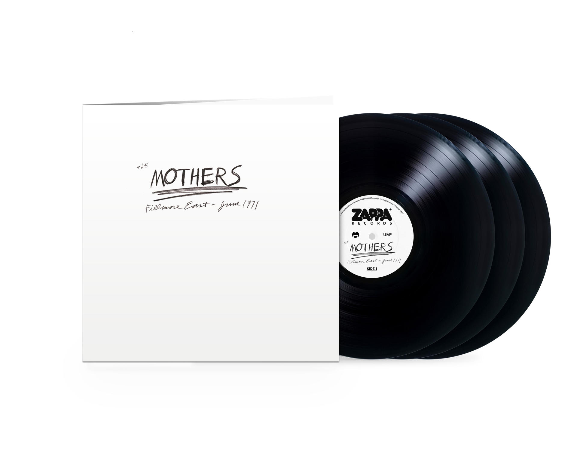 Vinil lemezek tokkal. A tokon szöveg van, a lemezek feketék.
