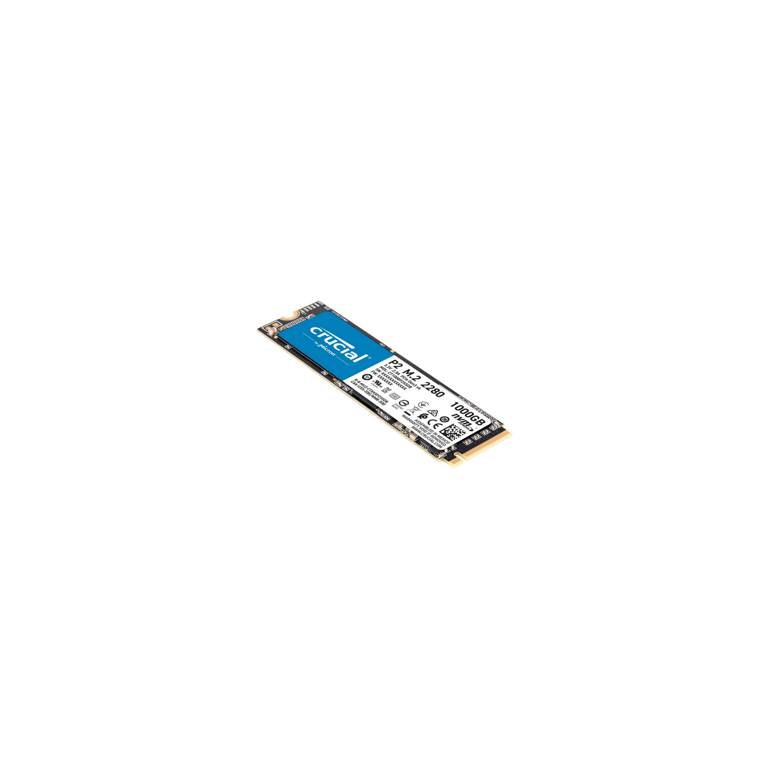 Disco Duro SSD 1 TB - Crucial P2 CT1000P2SSD8, NVMe(PCIe Gen3x4), Lectura 2400 MB/s, Escritura 1800 MB/s, Azul
