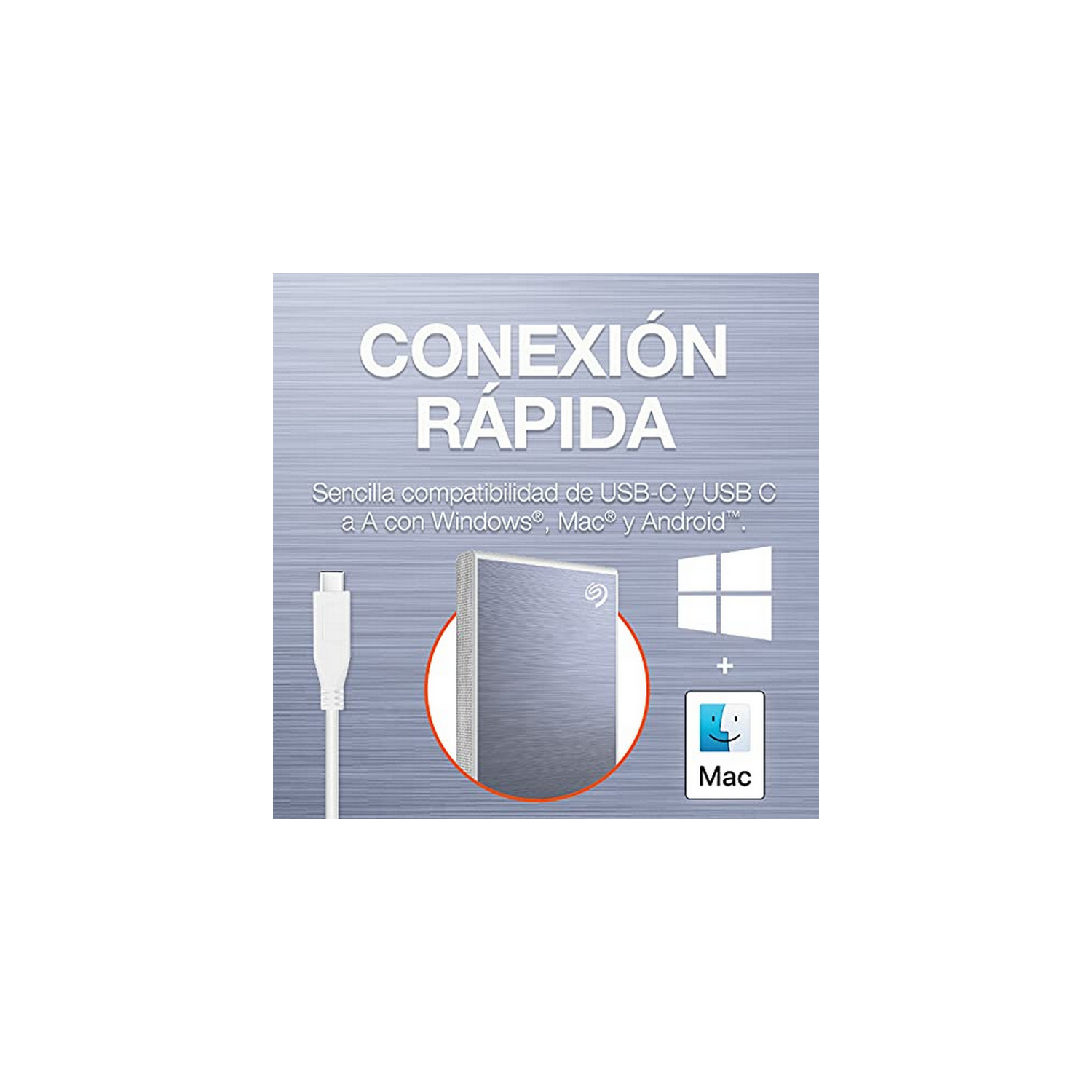 Disco duro externo 1 TB  - Seagate One Touch STKG1000402, SSD, exFAT, Hasta 1030 MB/s, USB-C, Azul