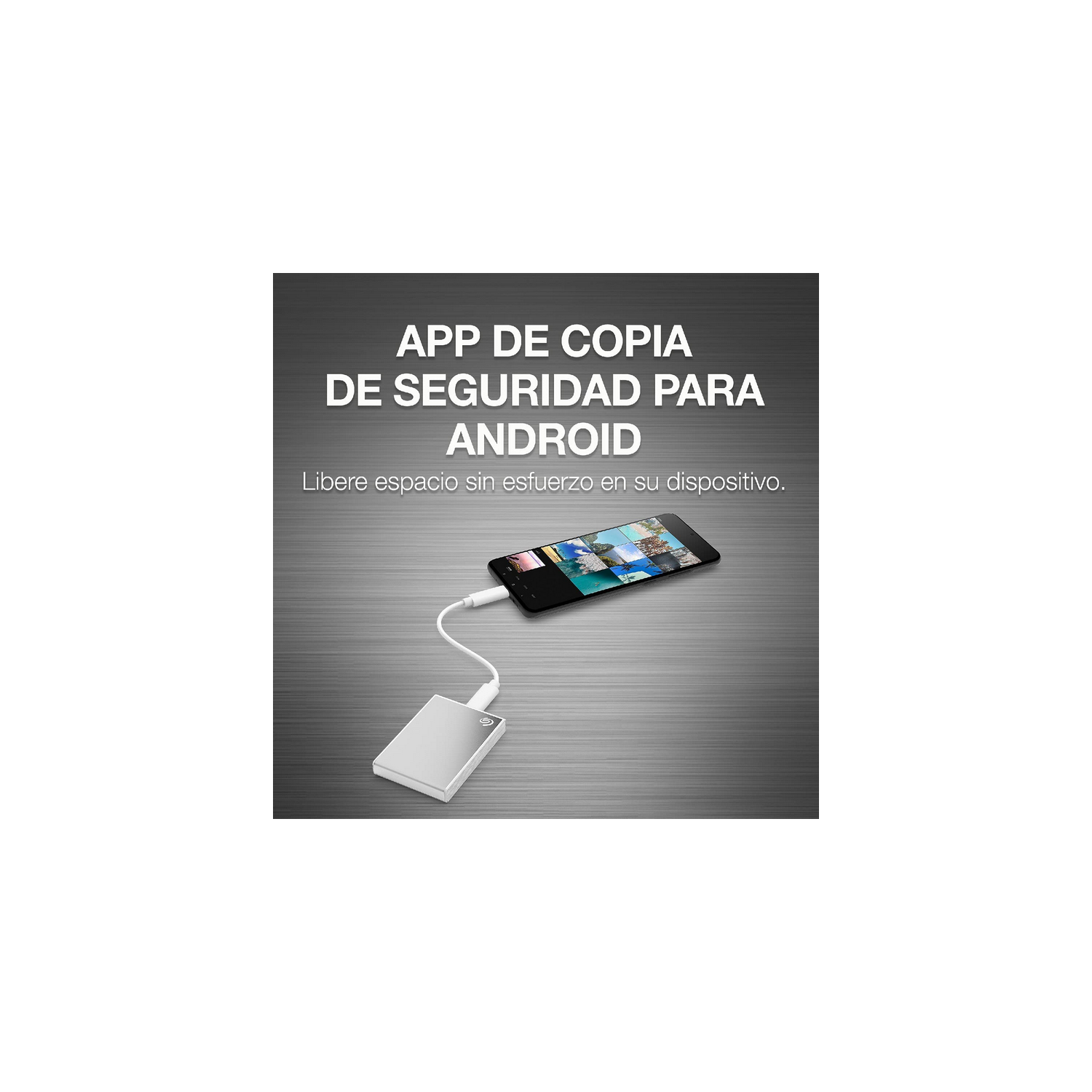 Disco duro externo 2 TB  - Seagate One Touch STKG2000401, SSD, exFAT, Hasta 1030 MB/s, USB-C, Plata