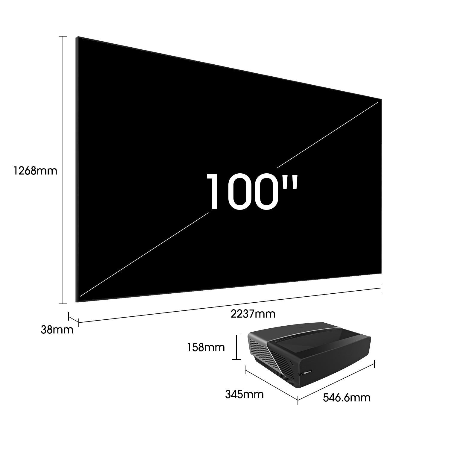 2,700 Screen Laser 4K, Hard HISENSE Lumen, TV(UHD Daylight inkl. WLAN) 100L5F-B12