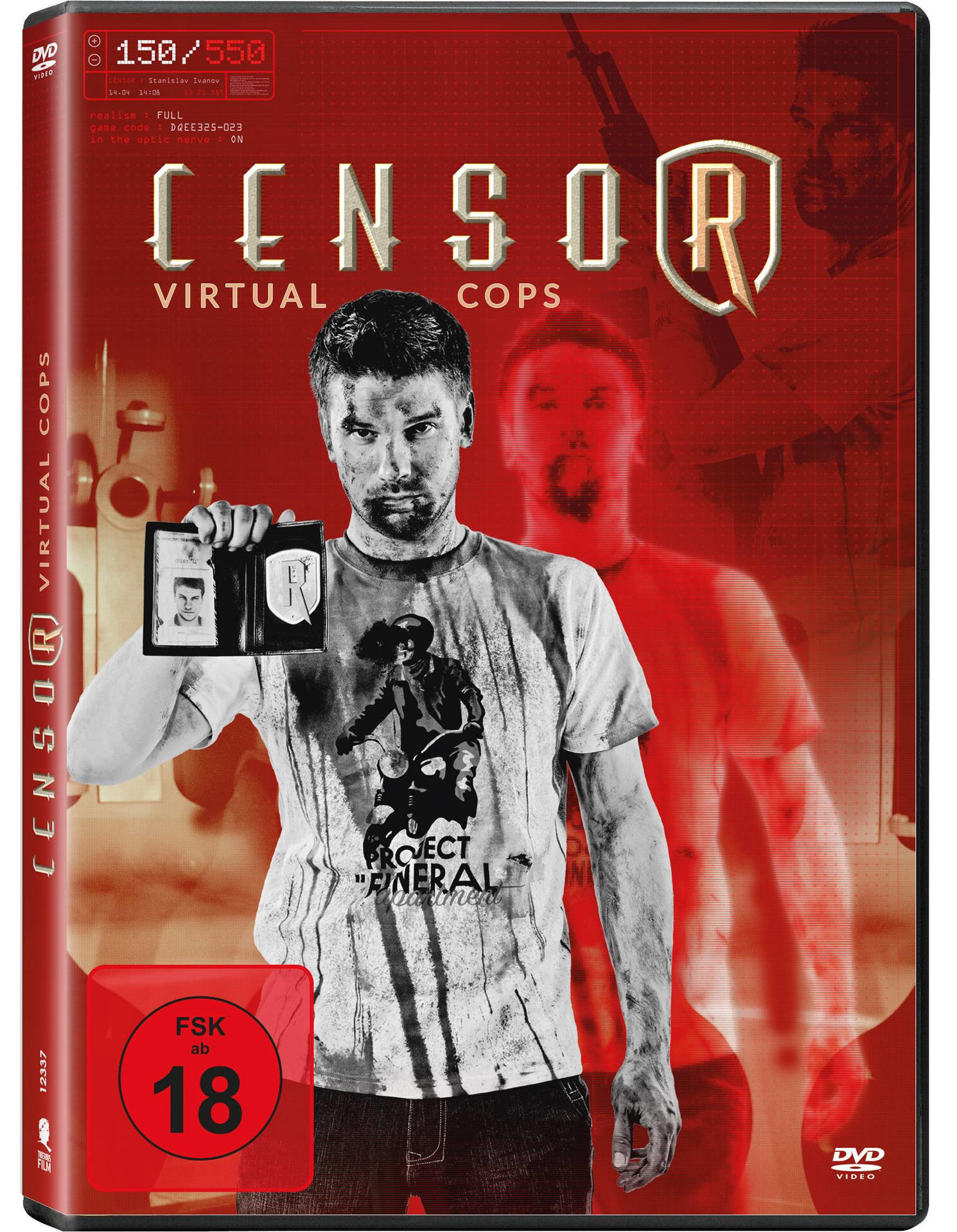 DVD-Hülle eines Films mit einem Mann, der ein Foto hält, und einem anderen Mann dahinter. Der Titel lautet "Censor".