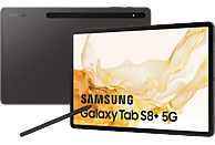 Tablet - Samsung Galaxy TAB S8+ 5G, 128GB, Gris Oscuro, WiFi+Cellular, 12.4" WQXGA+, 8GB RAM, SD™898, Android 12