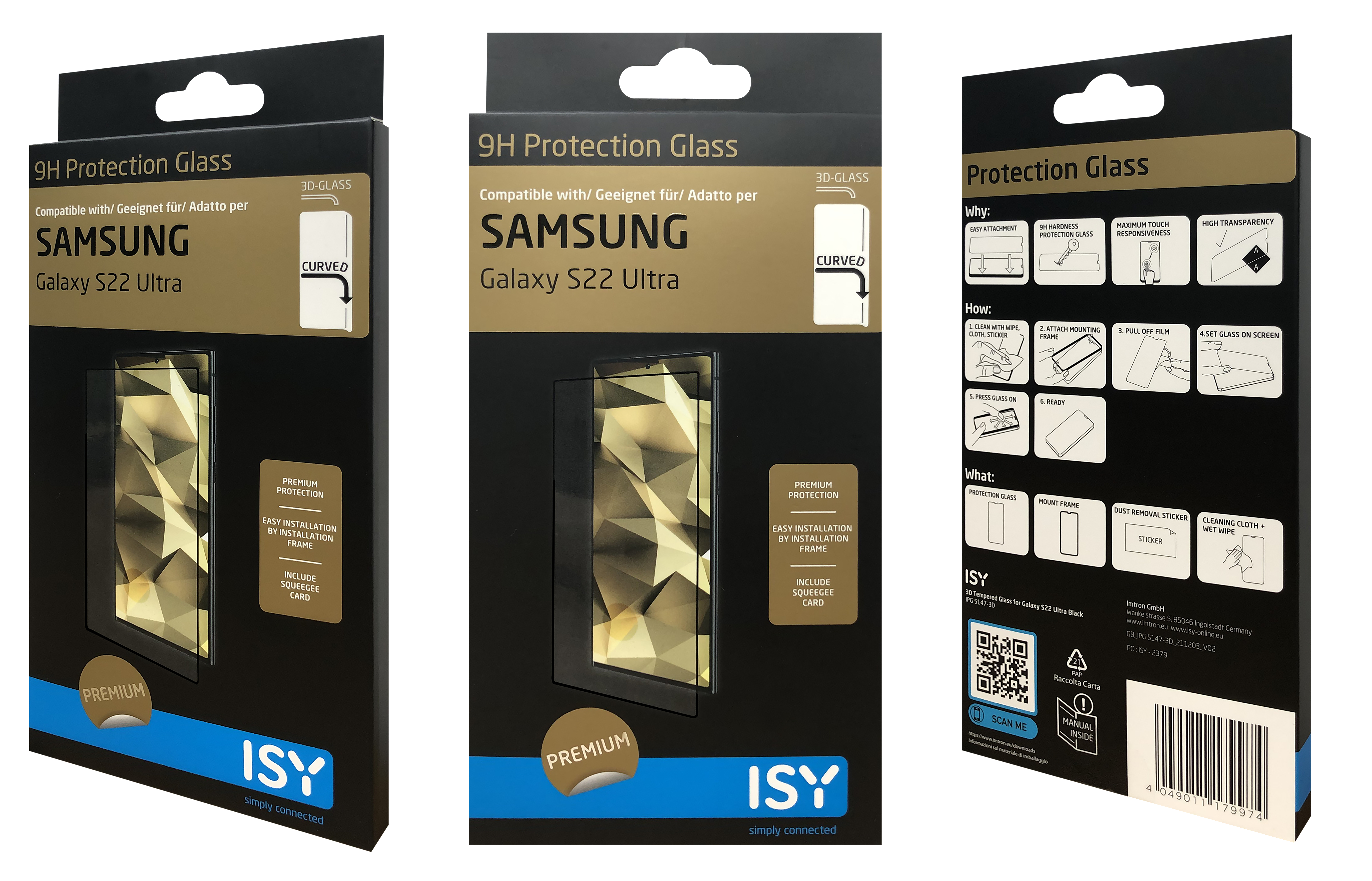 Schutzglas (für Galaxy IPG Ultra) 5147-3D Samsung ISY S22