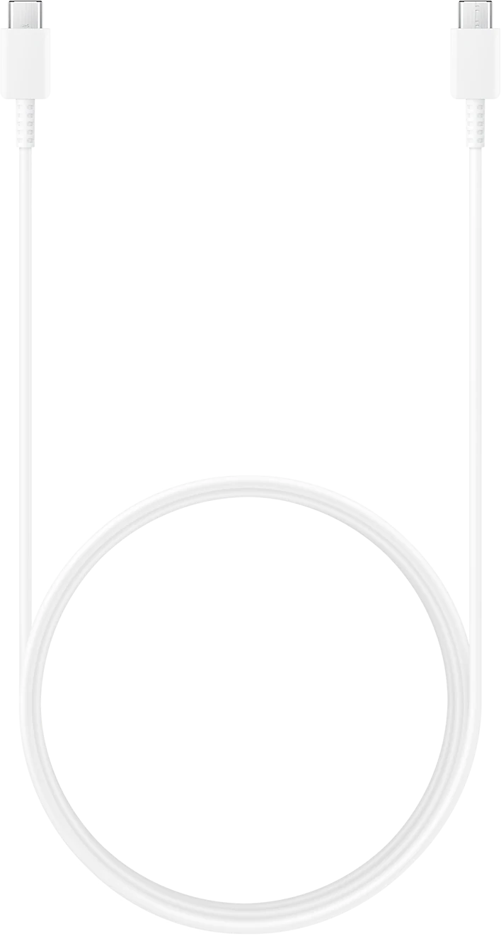 Fehér USB-C kábel, felülről középen kör alakig.