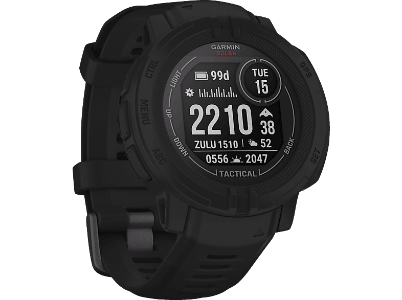 2 Silikon, 135-230 Schwarz Instinct GARMIN mm, Solar Smartwatch