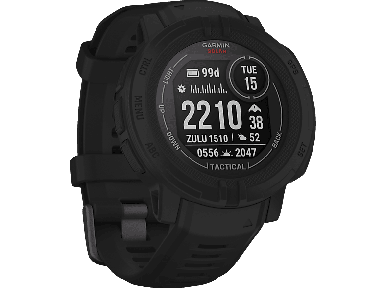 2 mm, Silikon, Solar Smartwatch Schwarz Instinct GARMIN 135-230