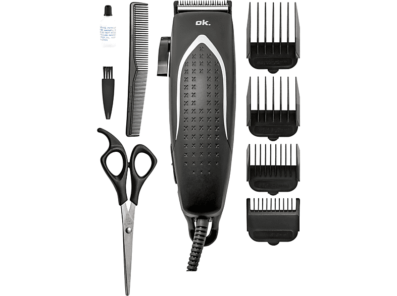 ok. OHT31221 Haarschneider (Schwarz, 4 Aufsteckkämme, Edelstahlklinge)