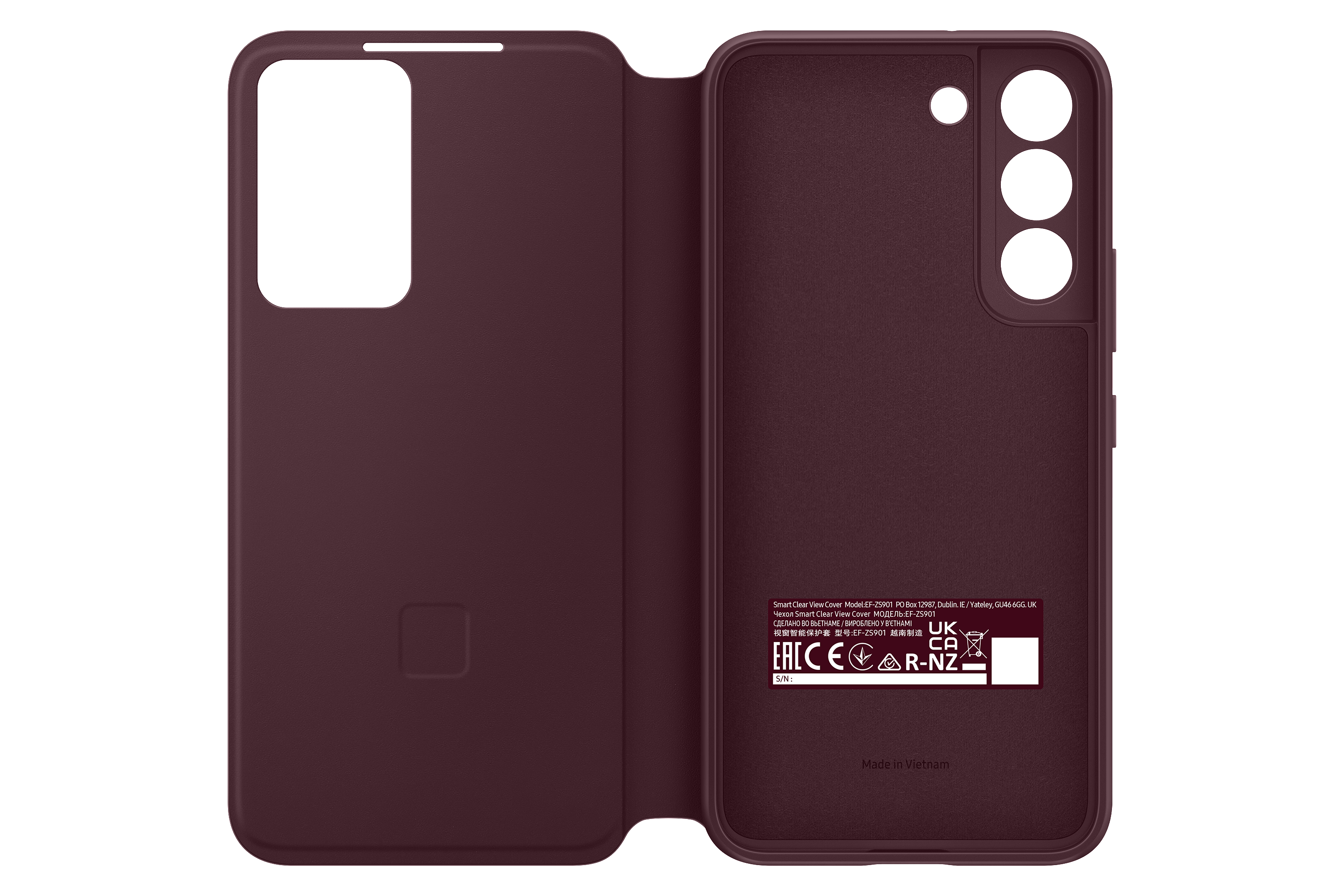 SAMSUNG Clear View, Bookcover, Samsung, Galaxy S22, Burgundy