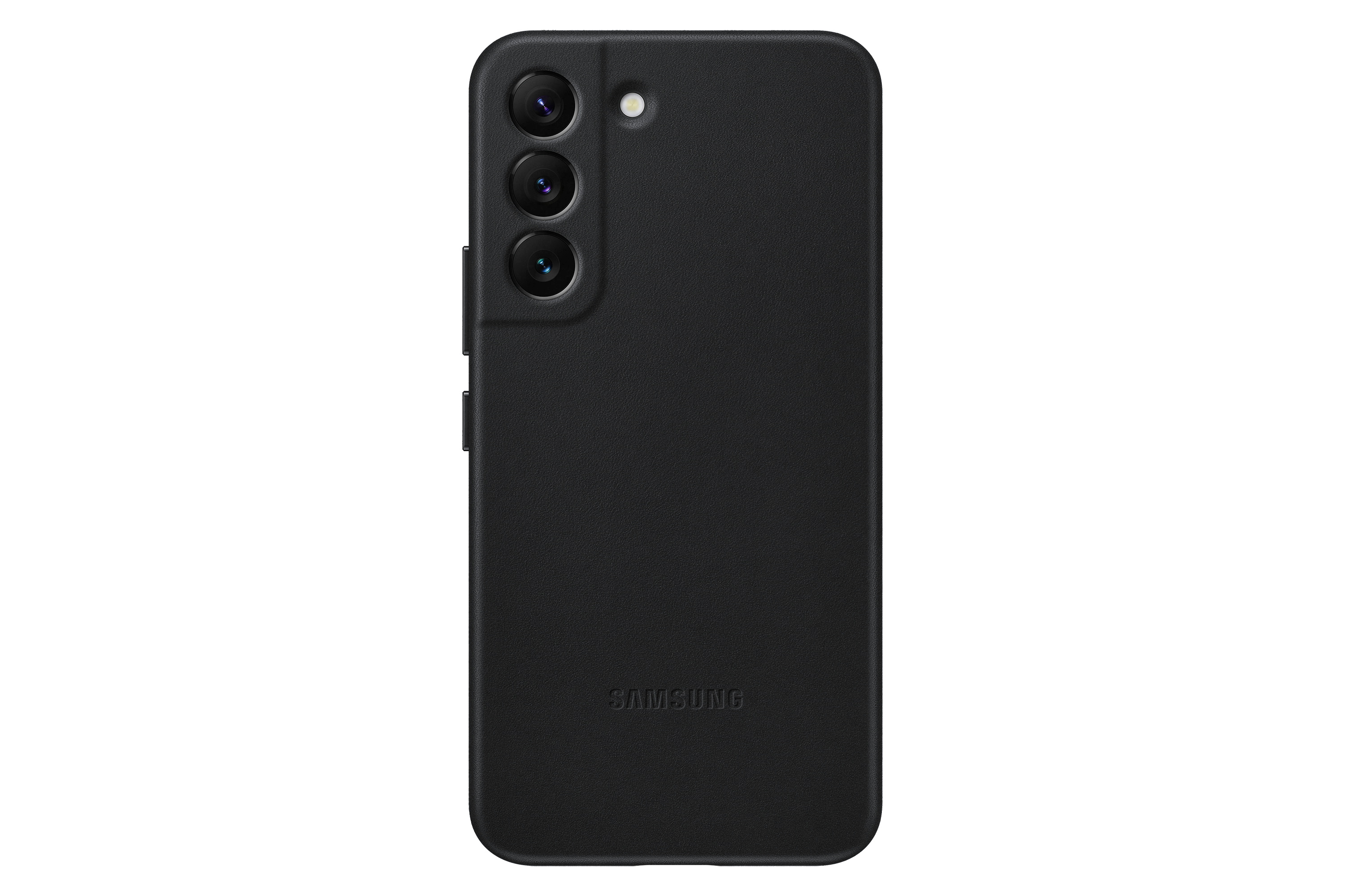 Schwarze Handyhülle mit drei Kameralinsen und einem kleinen Samsung-Logo.