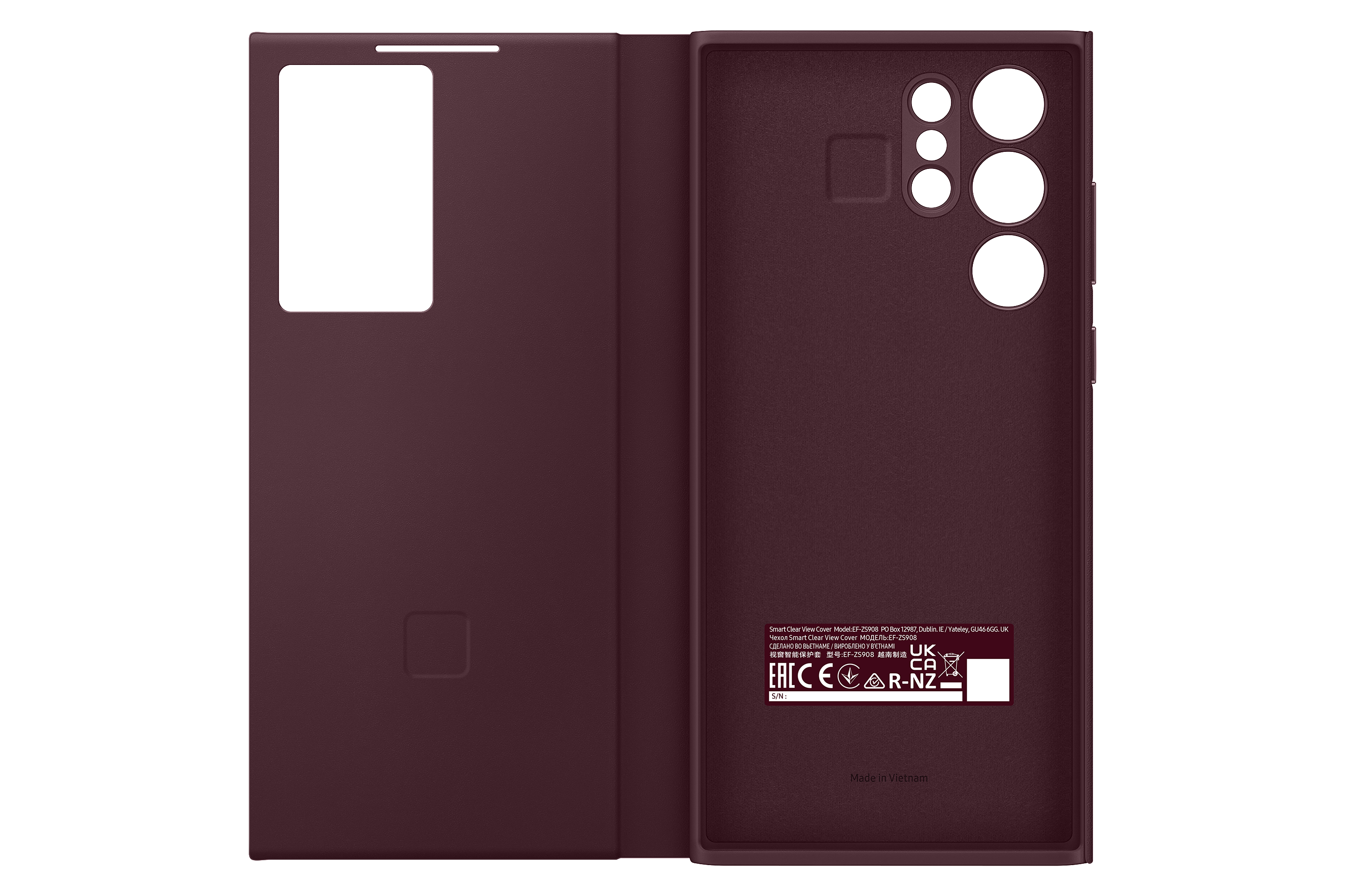 SAMSUNG Clear View, Bookcover, Samsung, Galaxy S22 Ultra, Burgundy