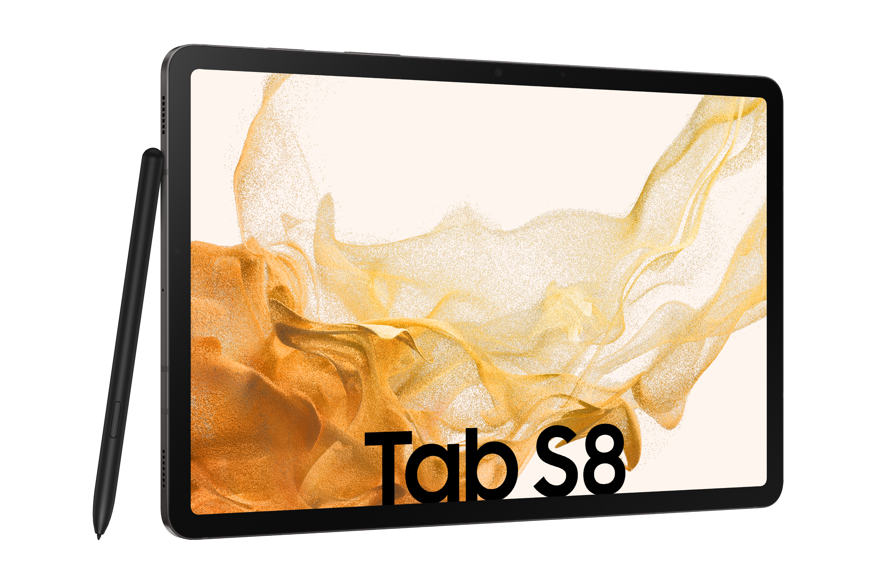 Ein Tablet mit einem Stift daneben. Der Bildschirm zeigt ein farbenfrohes Design.